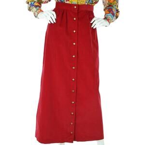 70s Vintage Patty Woodard Red High Waisted Gypsy Festival Princess Velvet Skirt